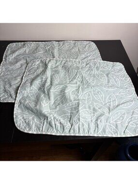 Vintage 90s MARIMEKKO Set of 2 Standard Size Pillow Shams Green Birch Leaf Print
